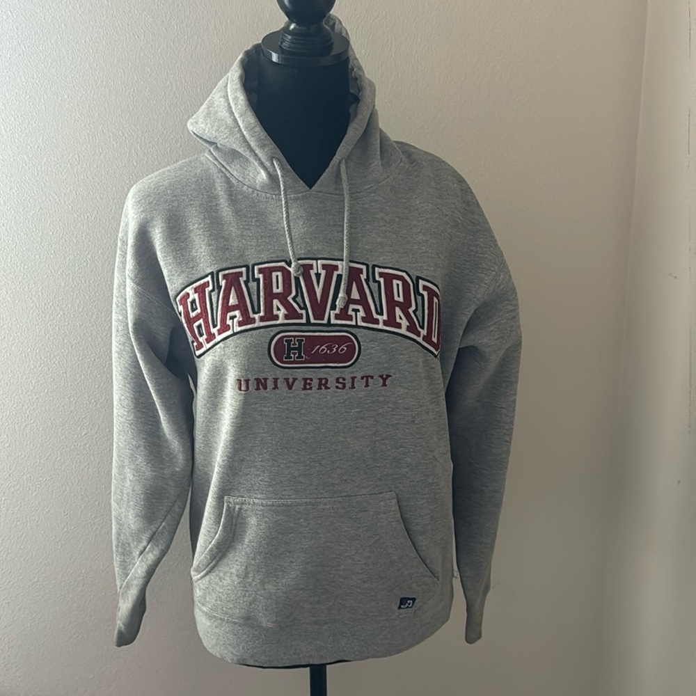 HARVARD gray hoodie sweatshirt from J. America embroidered lettering Sz XS
